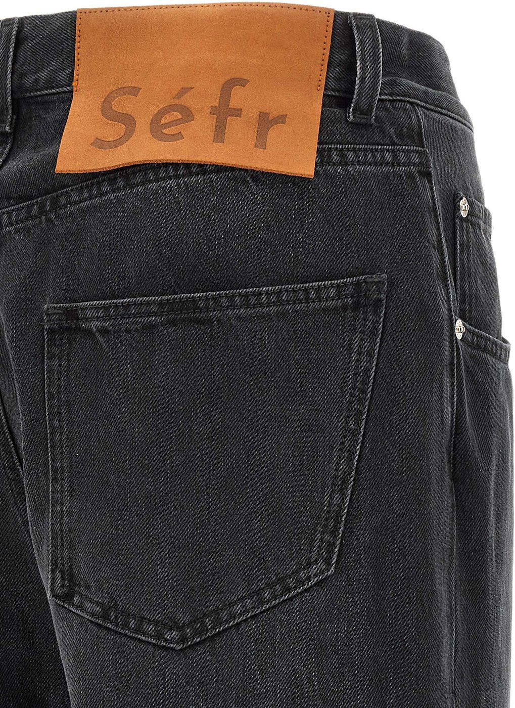 SÉFR Black Cotton Relaxed Fit Jeans
