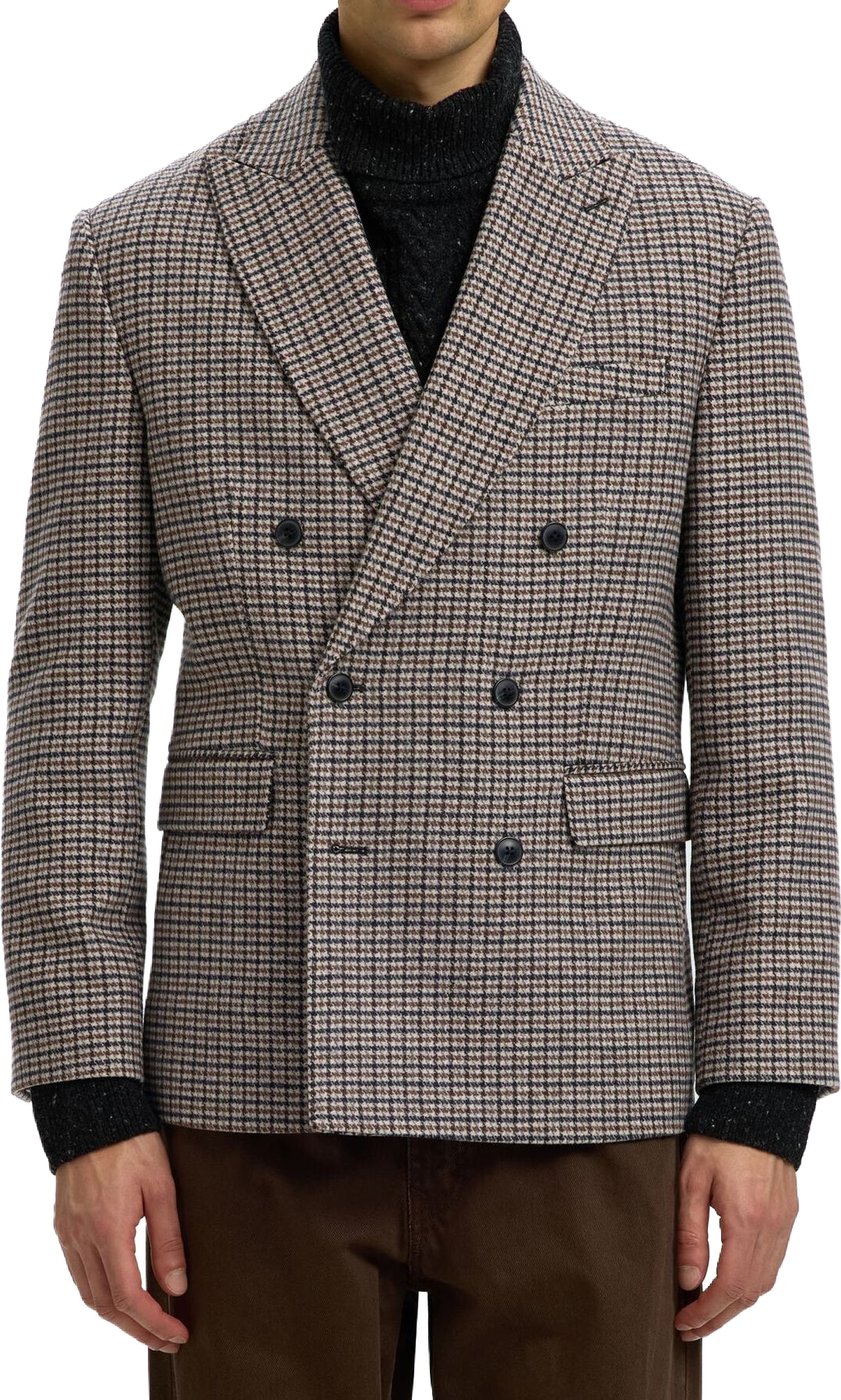 Blazer Regular Morris Check Wool Blend Medium Grey Melange