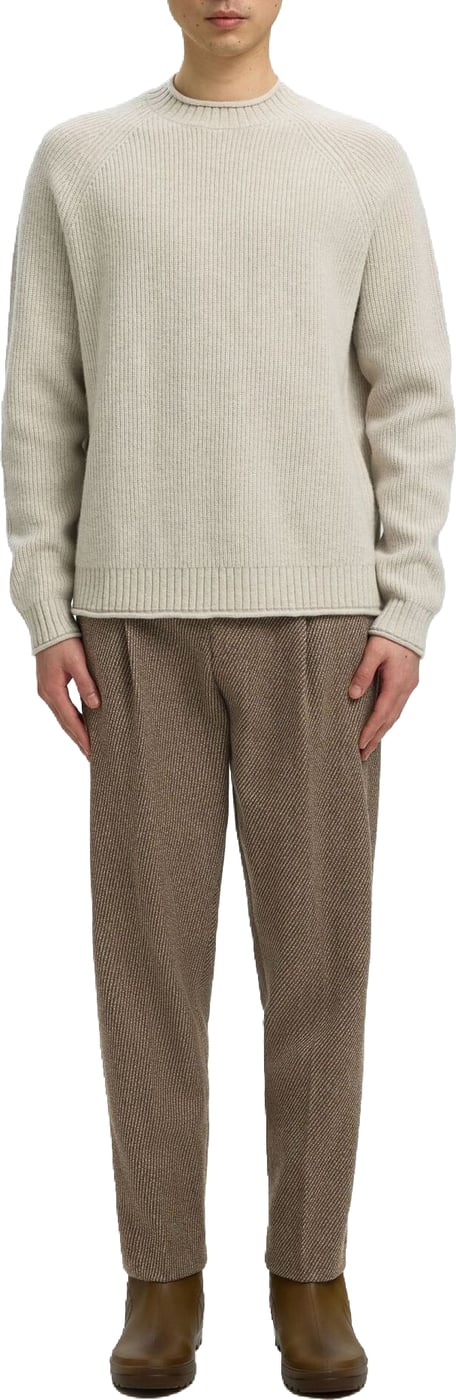 Pantalone Loose Lou Domestic Wool Twill Egret