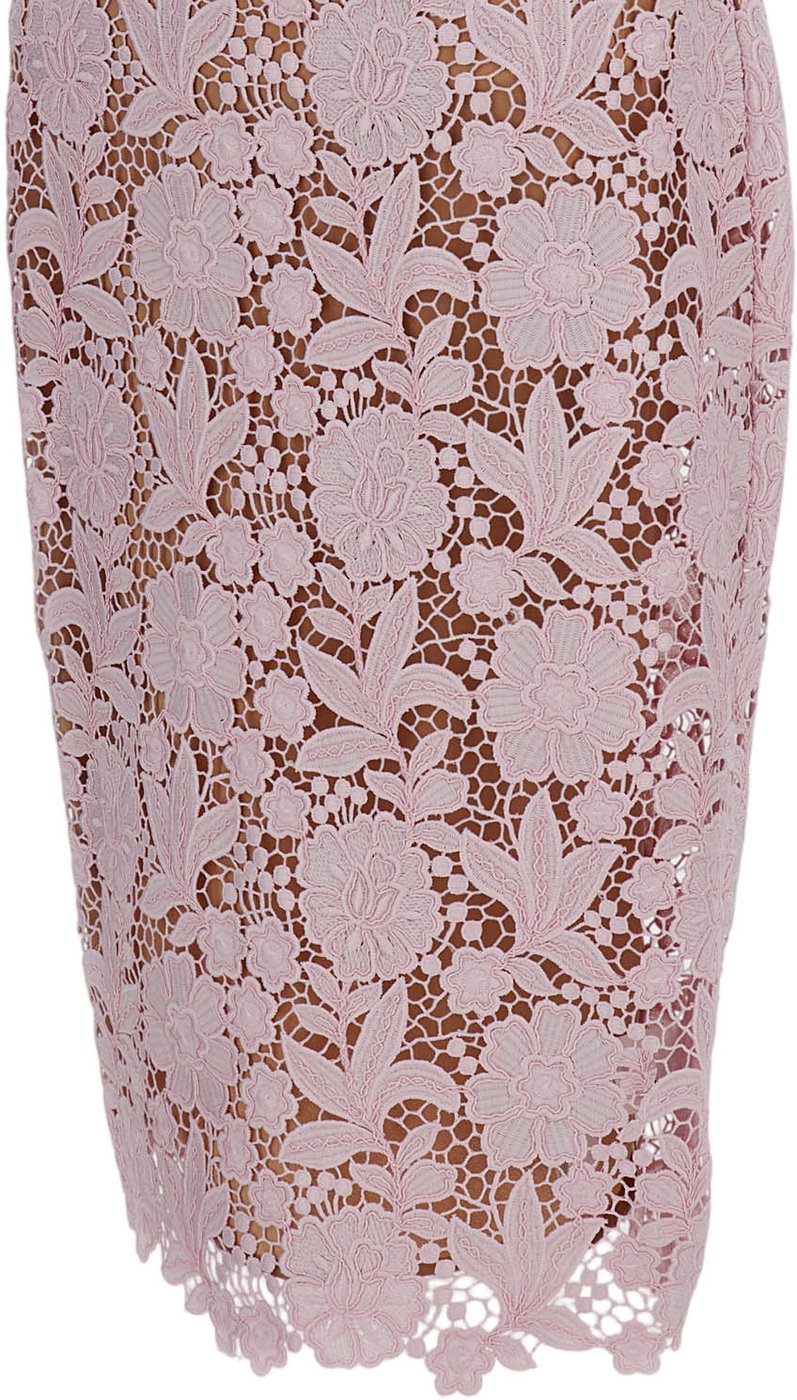 Lace Overlay Midi Skirt with Scalloped Hem