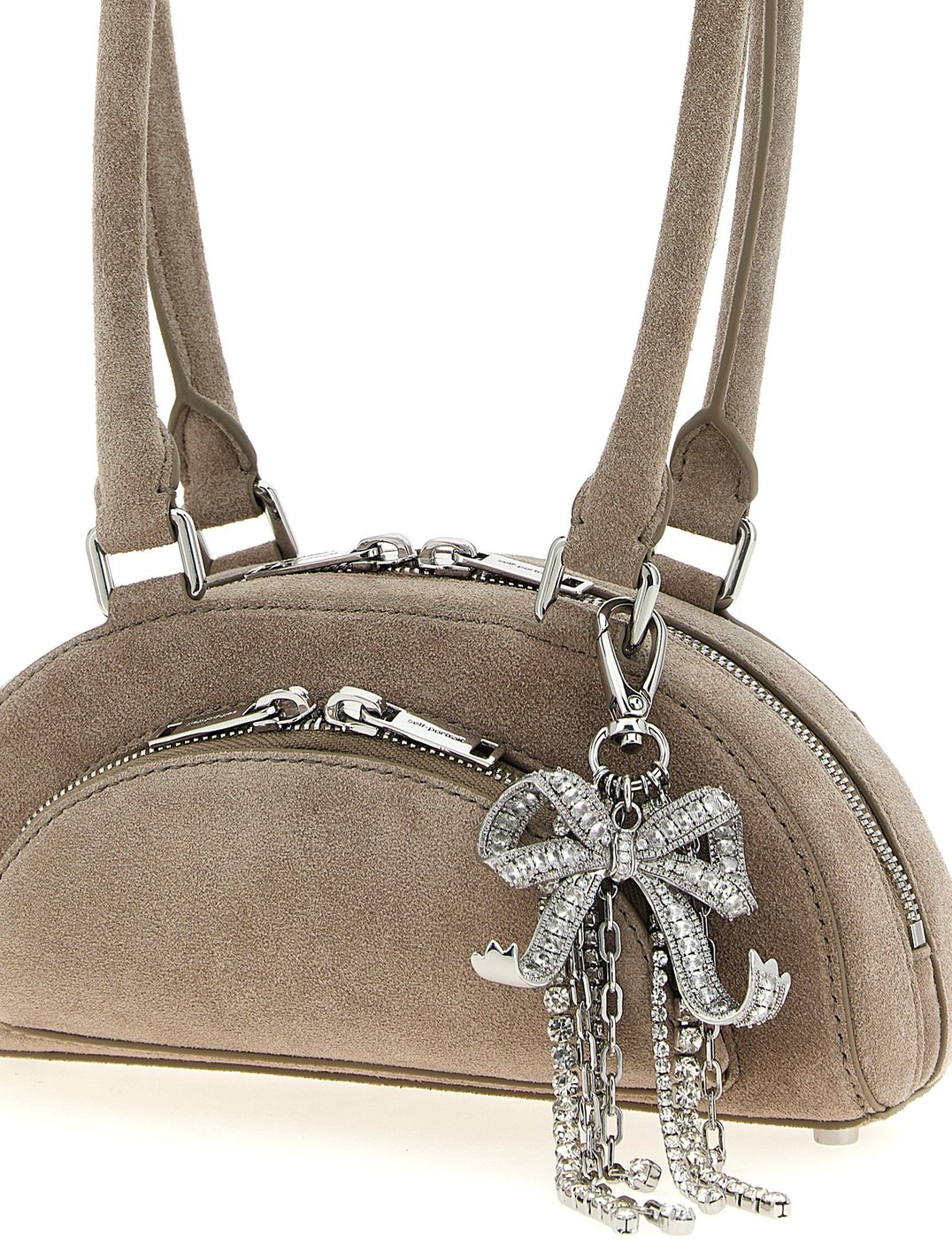 Self-Portrait Gray Lamb Leather Shoulder Bag