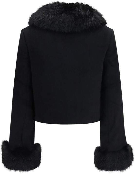 Self-Portrait Black Wool Oves Aries Full-Length Jacket
