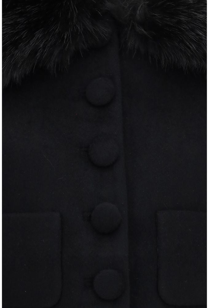Self-Portrait Black Wool Oves Aries Full-Length Jacket