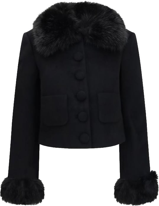 Self-Portrait Black Wool Oves Aries Full-Length Jacket