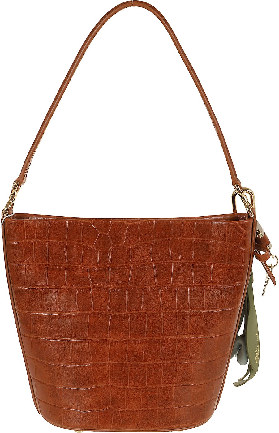 SELF-PORTRAIT BROWN LEATHER BUCKET BAG