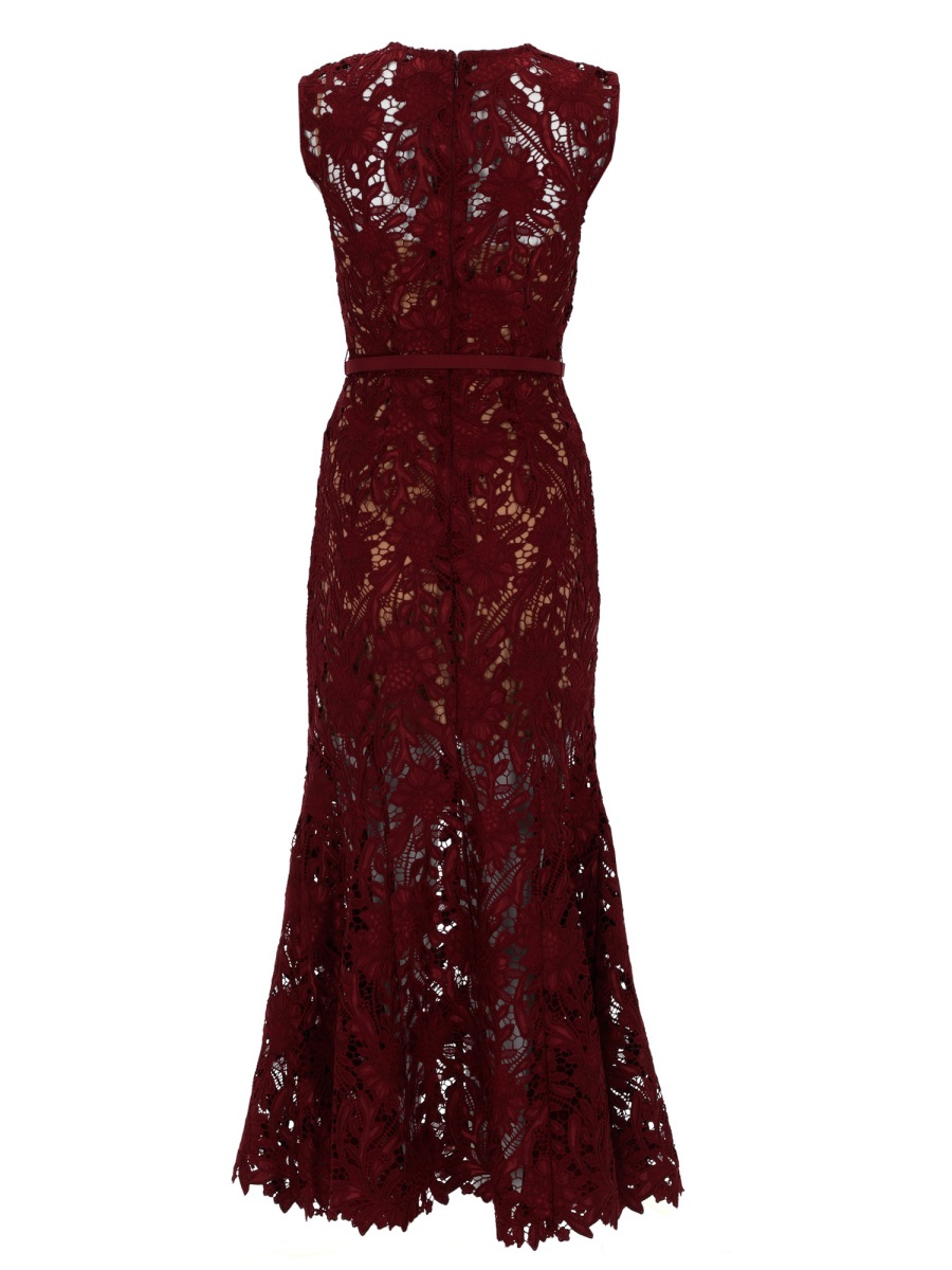 Floral Lace Fitted Waist Midi Dress