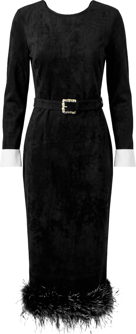 Midi dress with feathers