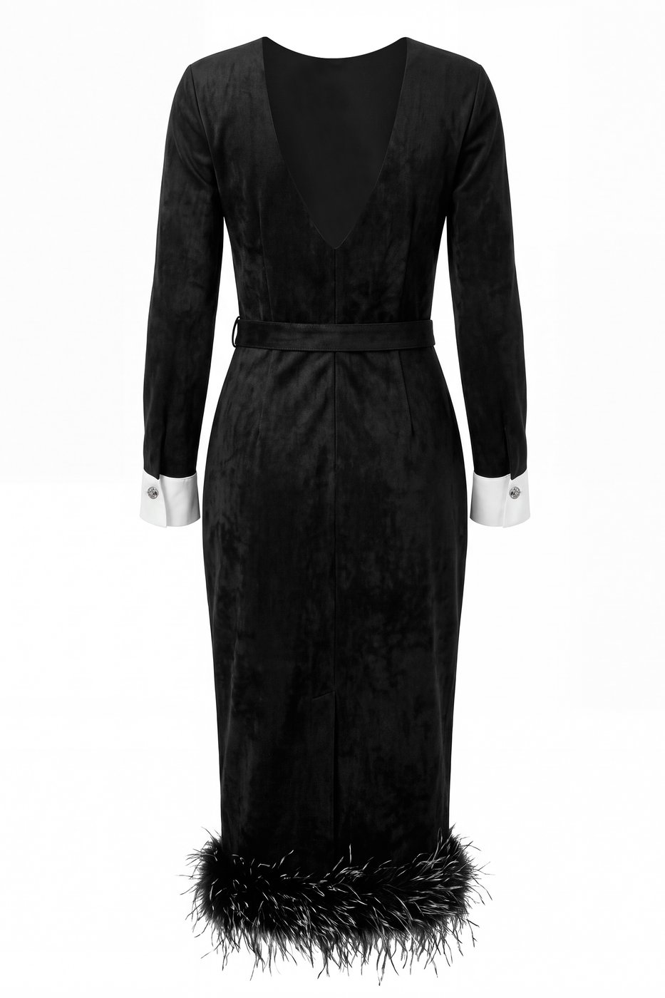 Midi dress with feathers
