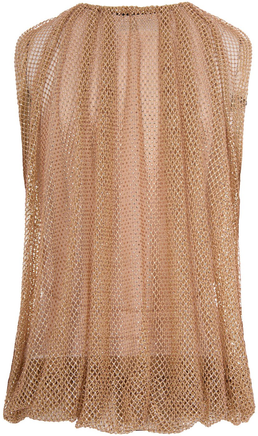 Camel Mesh Top With Crystals