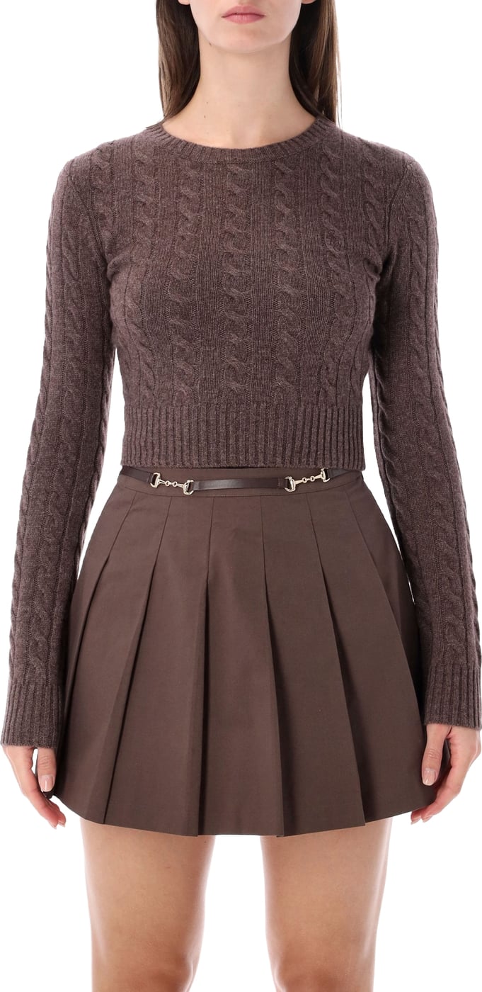 Cable Cropped Knit Marrone
