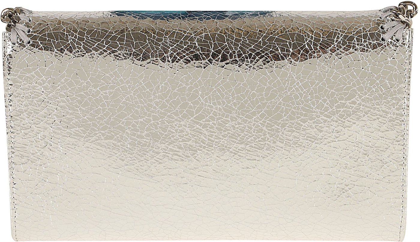 STELLA McCARTNEY Falabella Wallet W/ Chain Bag Metallic Crackl