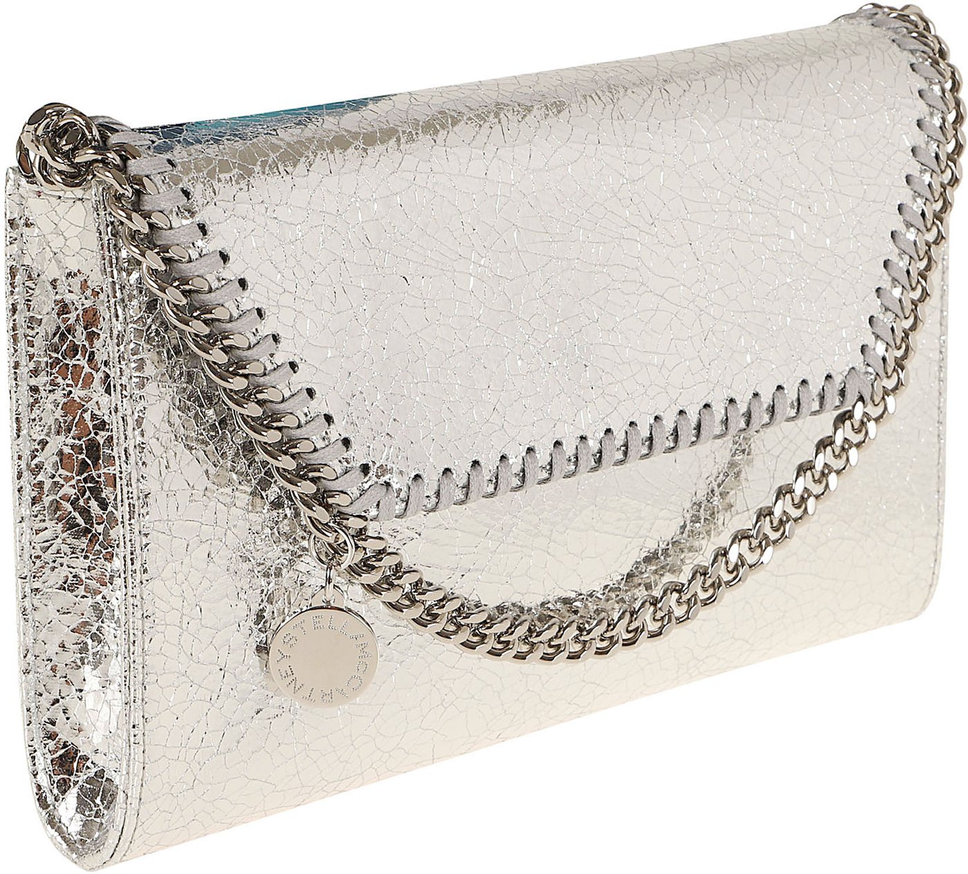 STELLA McCARTNEY Falabella Wallet W/ Chain Bag Metallic Crackl
