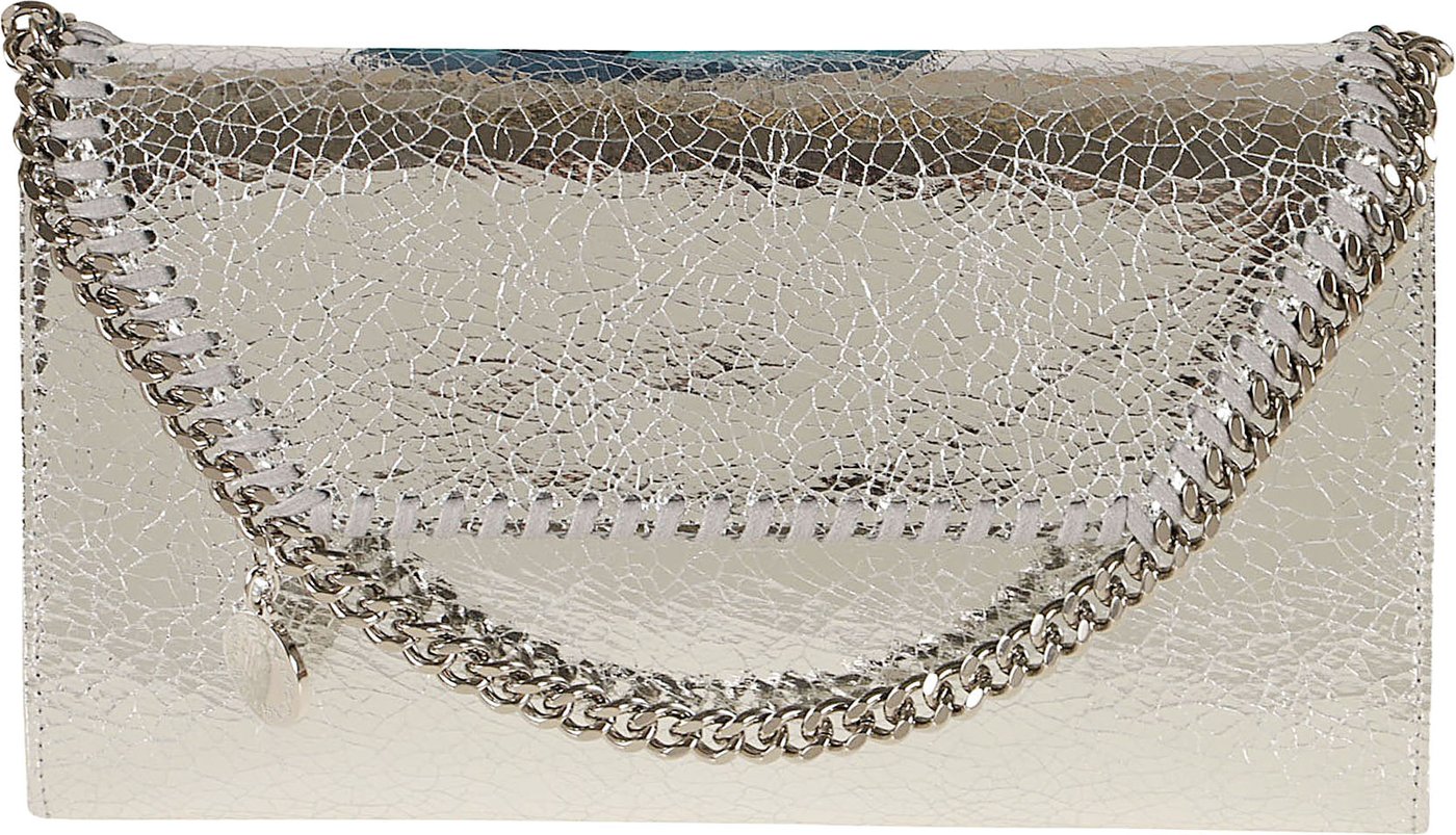 STELLA McCARTNEY Falabella Wallet W/ Chain Bag Metallic Crackl