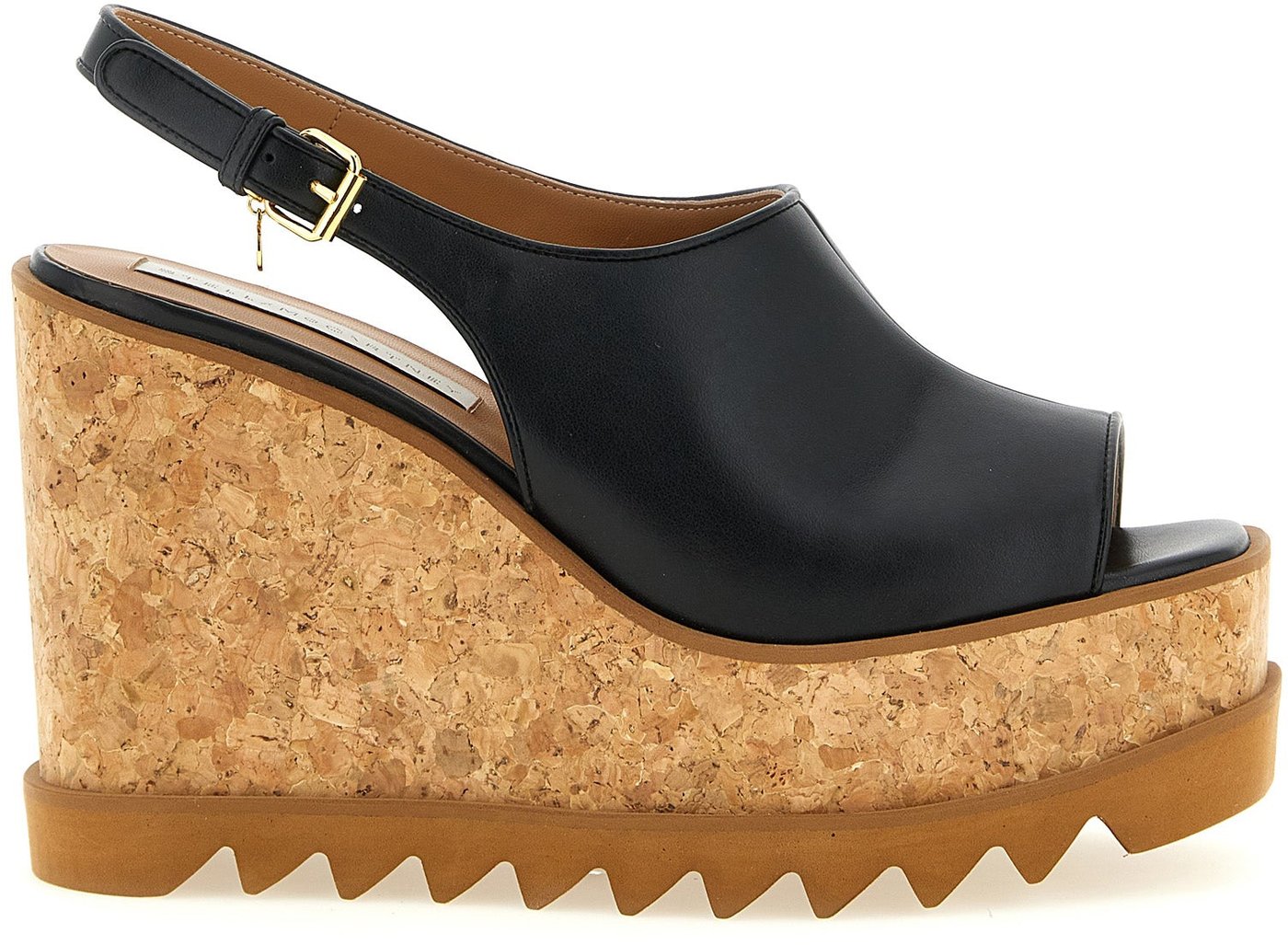Stella McCartney Black Polyurethane Wedge Sandals