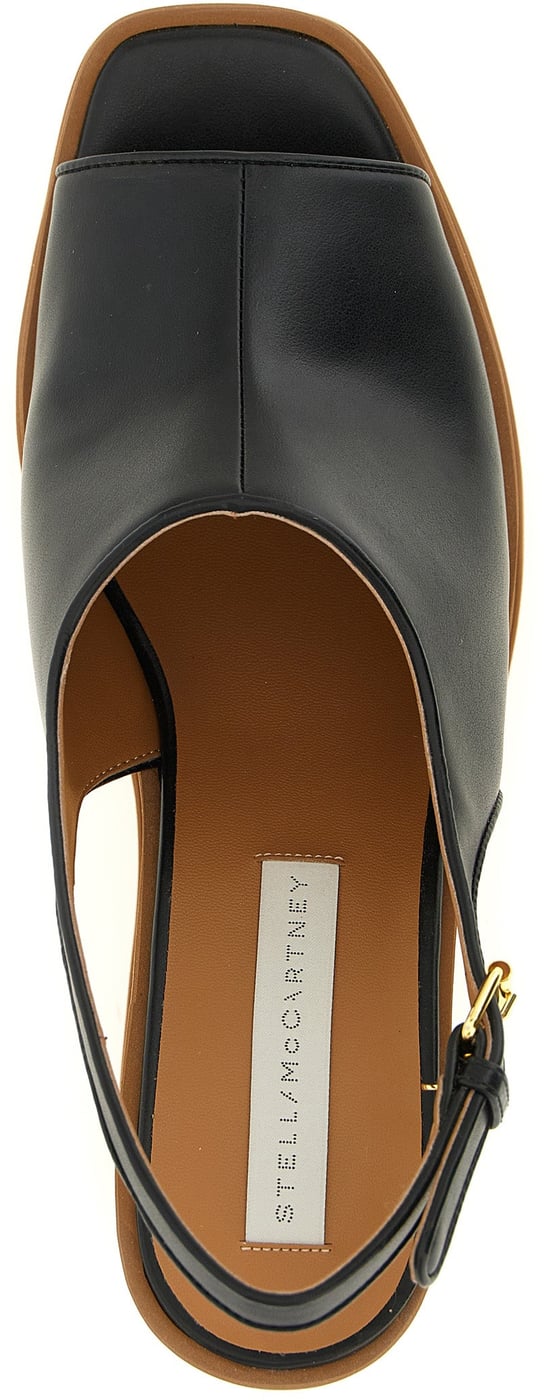 Stella McCartney Black Polyurethane Wedge Sandals