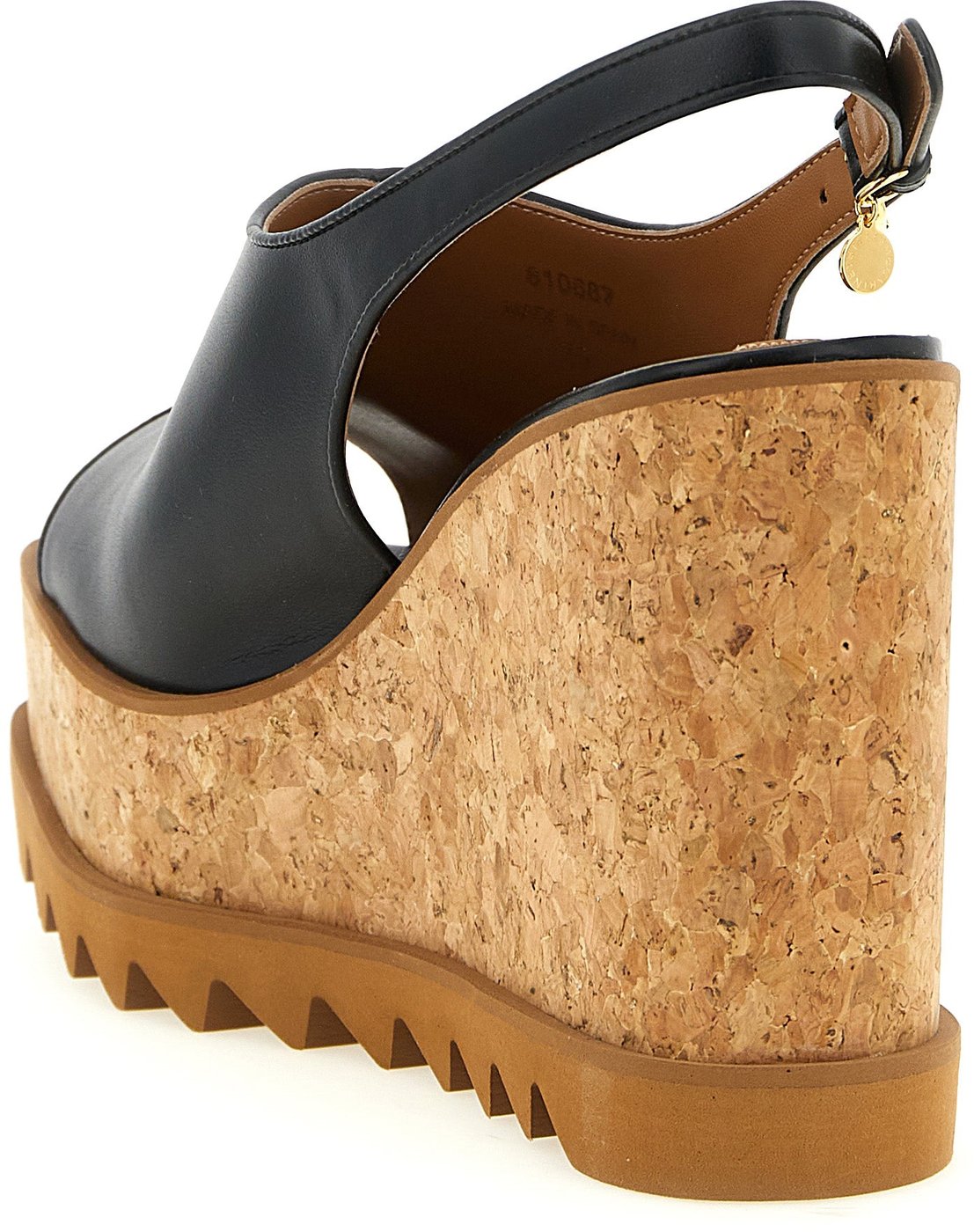 Stella McCartney Black Polyurethane Wedge Sandals