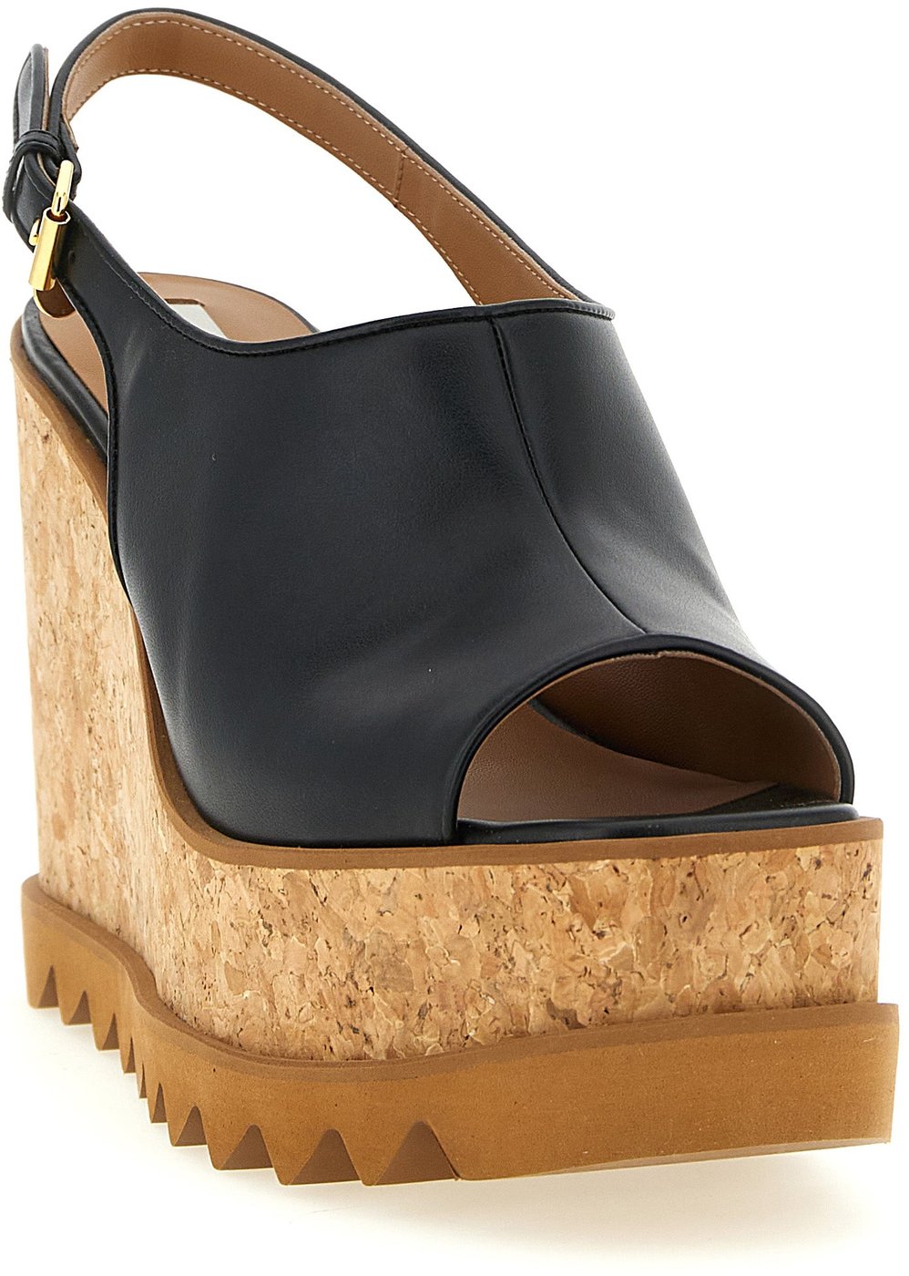 Stella McCartney Black Polyurethane Wedge Sandals