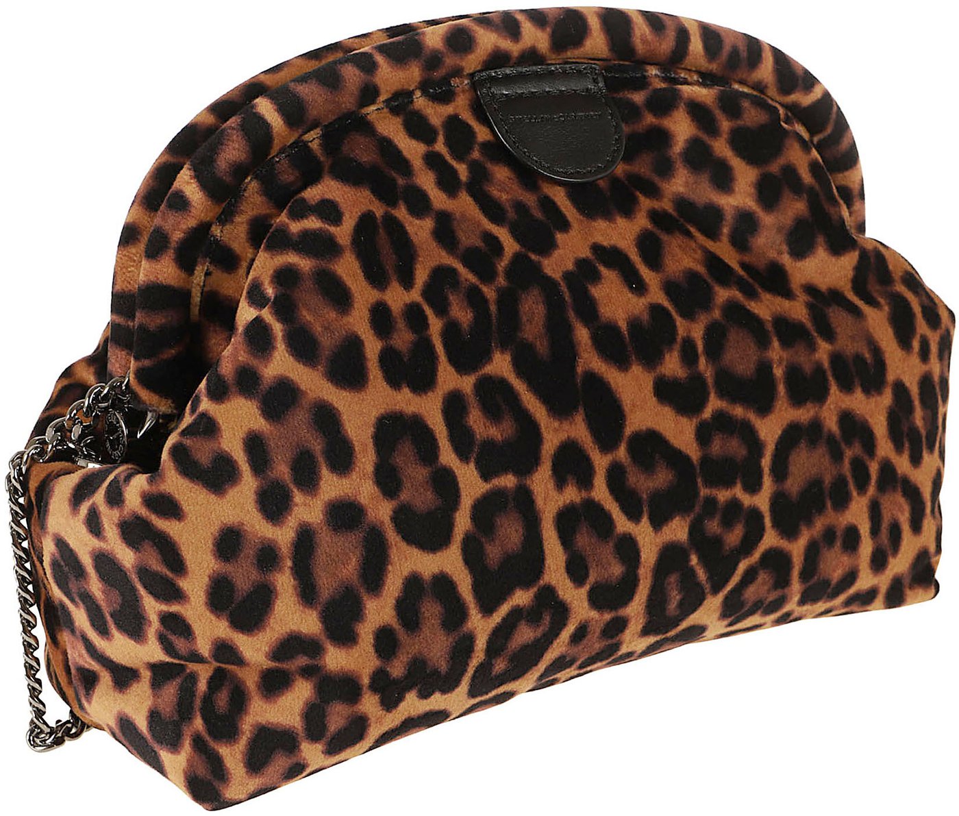 STELLA McCARTNEY Falabella Soft Clutch With Chain Leopard Velvet