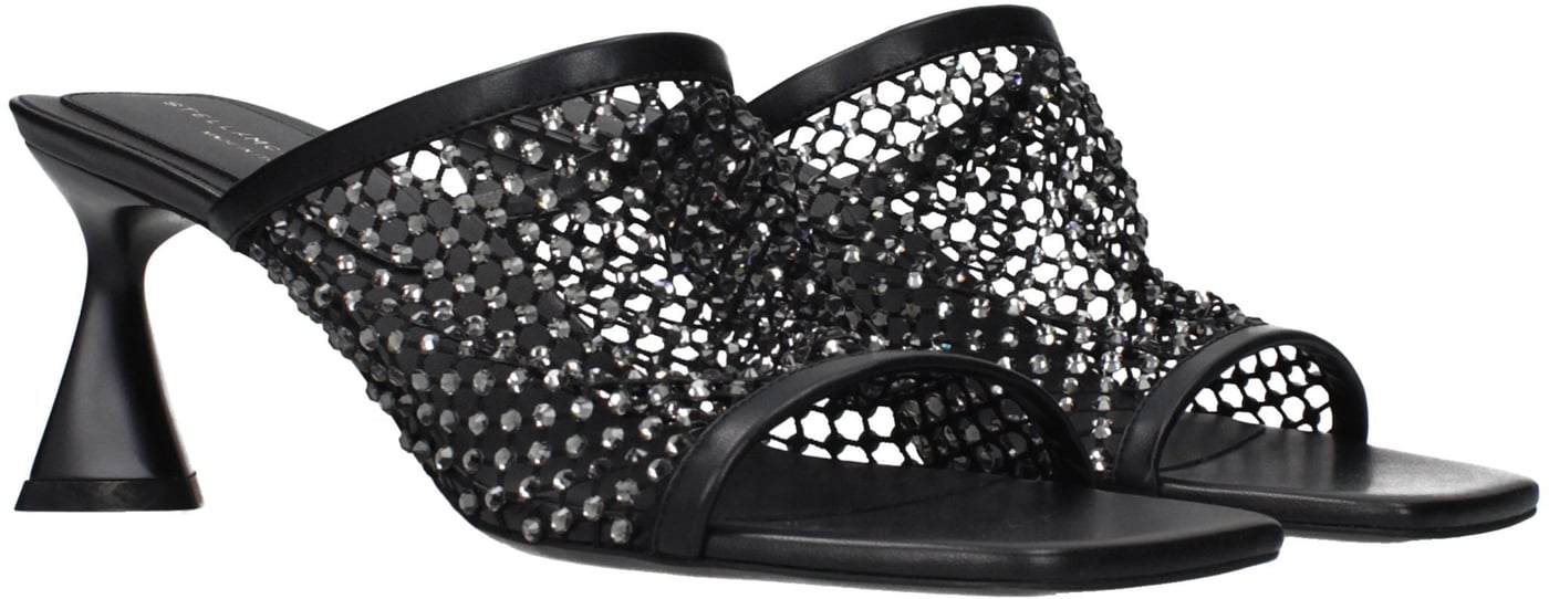 Stella McCartney Black Leather Stiletto Heel Sandals