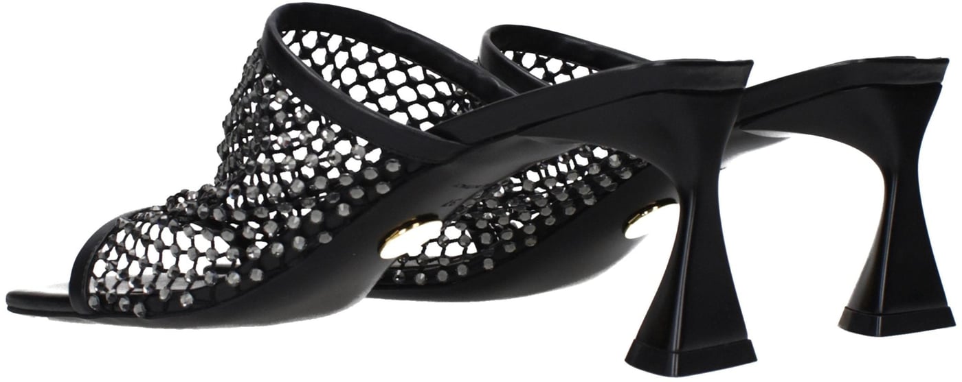 Stella McCartney Black Leather Stiletto Heel Sandals