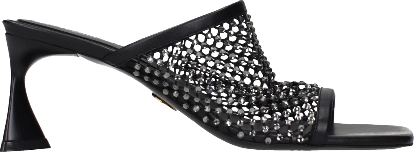 Stella McCartney Black Leather Stiletto Heel Sandals