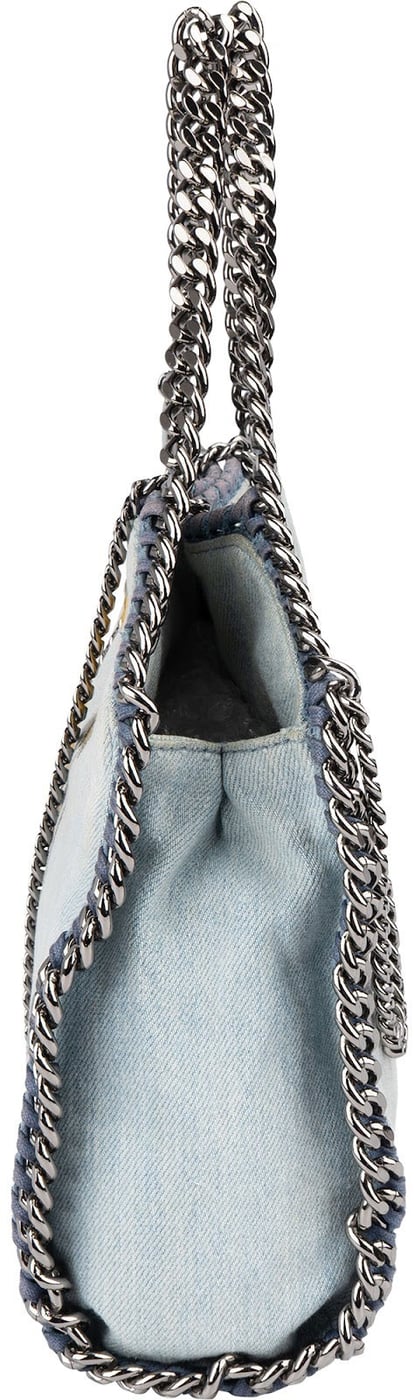 Stella McCartney Denim Floral Embroidered Falabella Tote Handbag