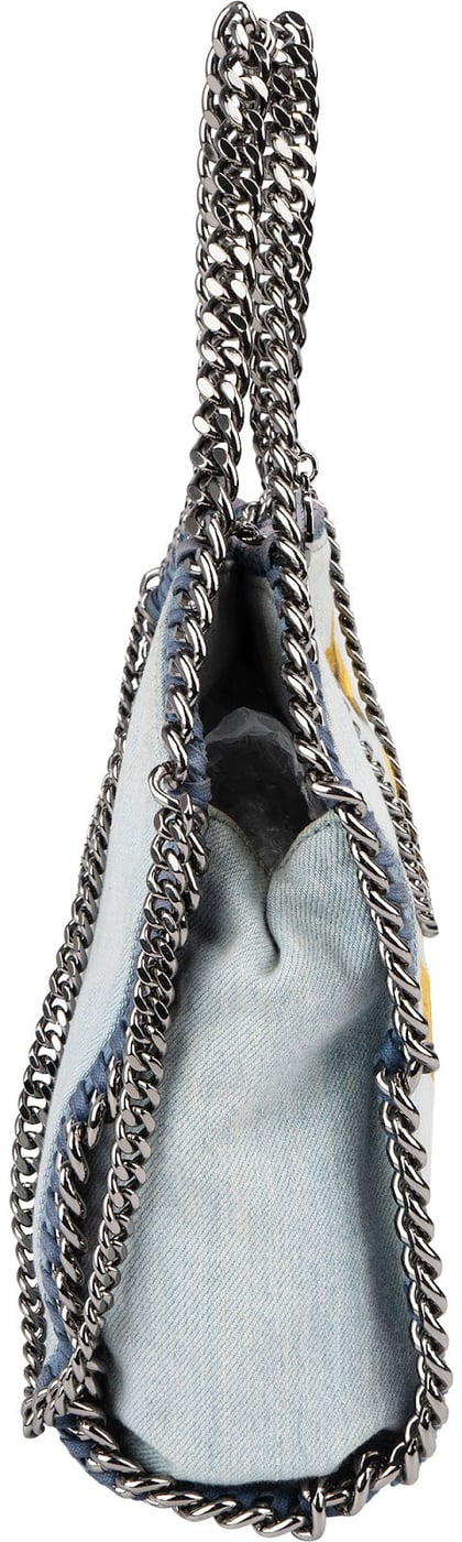 Stella McCartney Denim Floral Embroidered Falabella Tote Handbag