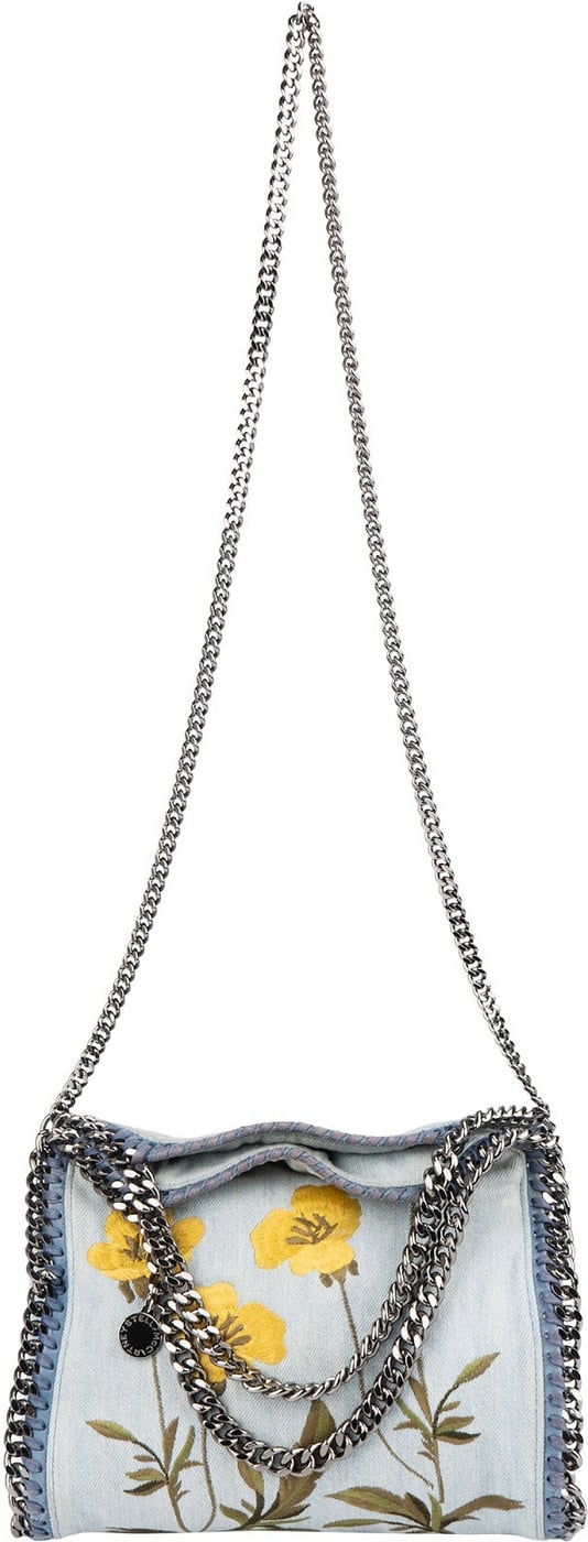 Stella McCartney Denim Floral Embroidered Falabella Tote Handbag