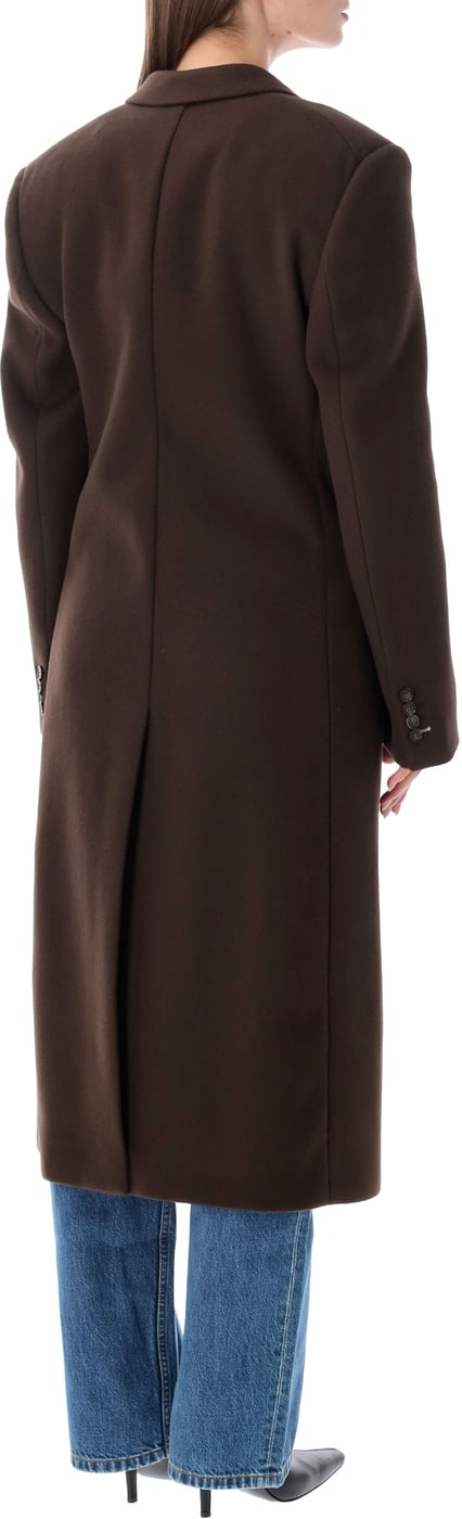 Double Breasted Brushed Wool Coat Coffee