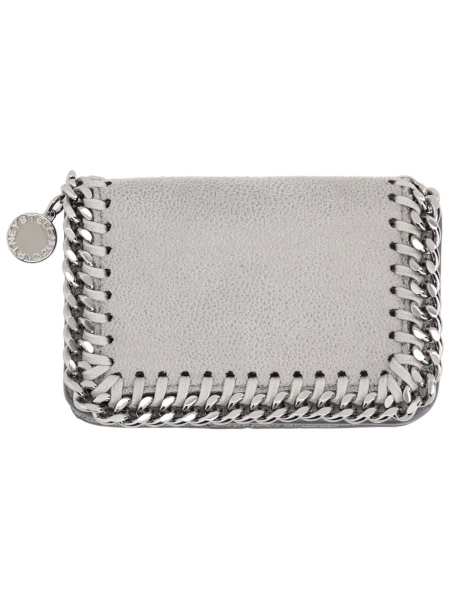 Neutrals Falabella Silver Chain Edge Wallet