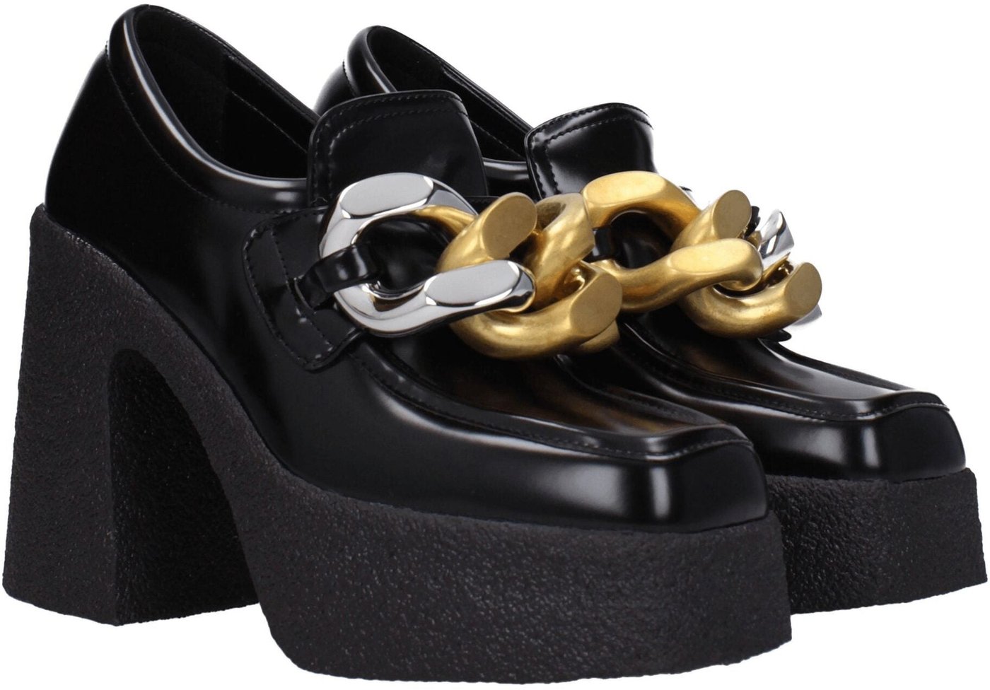 Stella McCartney Black Leather Platform Loafers