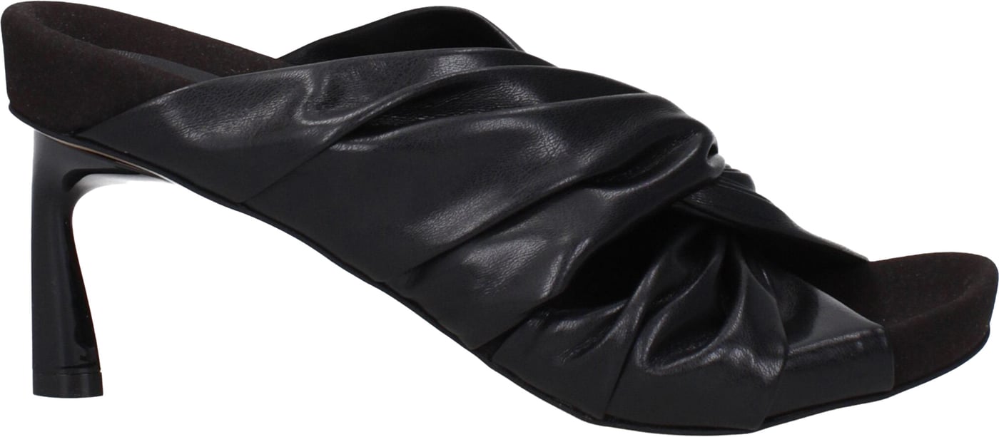 Stella McCartney Black Leather Stiletto Heel Sandals