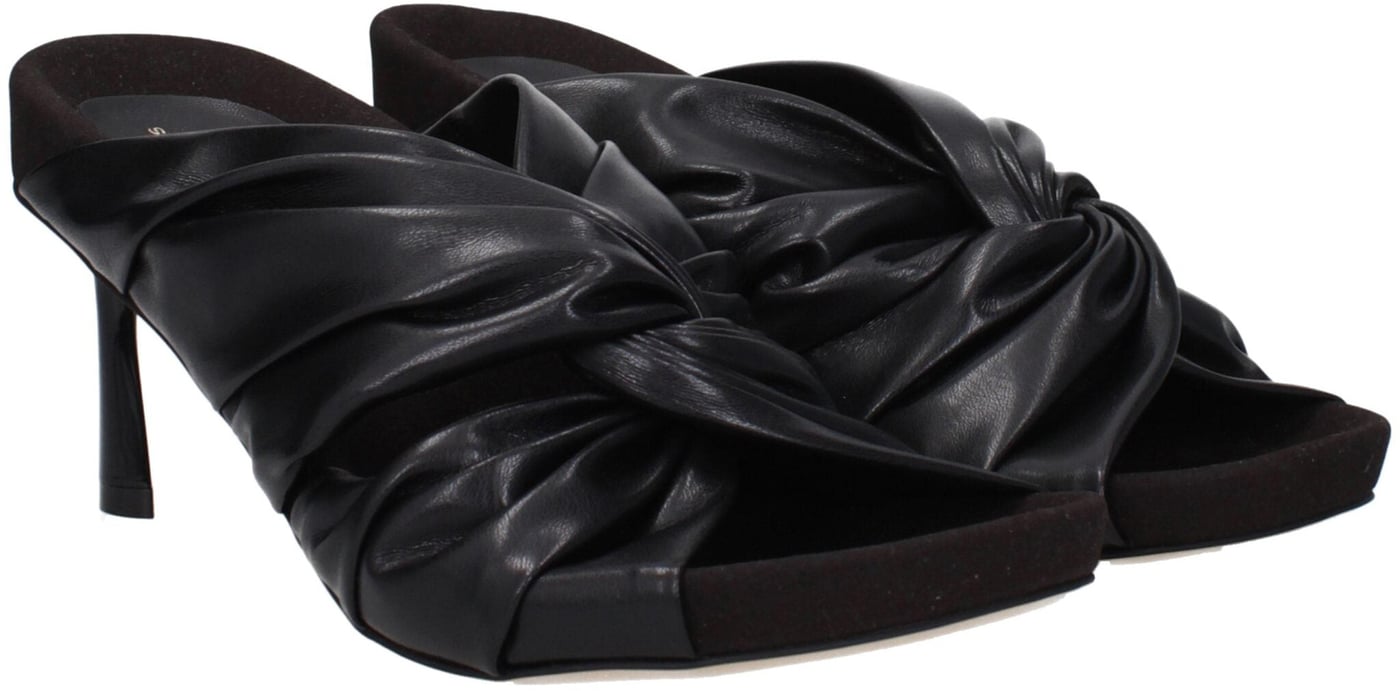 Stella McCartney Black Leather Stiletto Heel Sandals