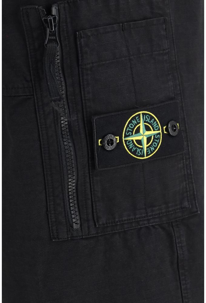 Stone Island Black Cotton Cargo Pants