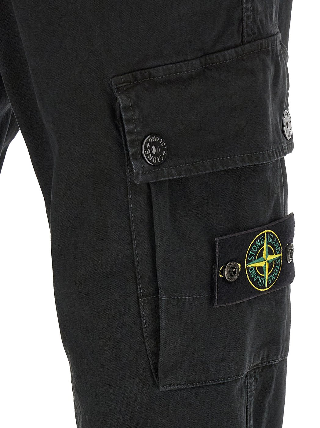Stone Island Black Cotton Cargo Pants