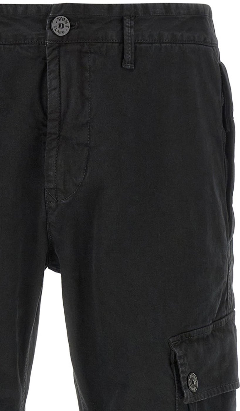Stone Island Black Cotton Cargo Pants