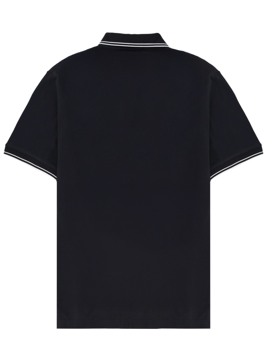 Black White Piping Embroidered Logo Polo Shirt