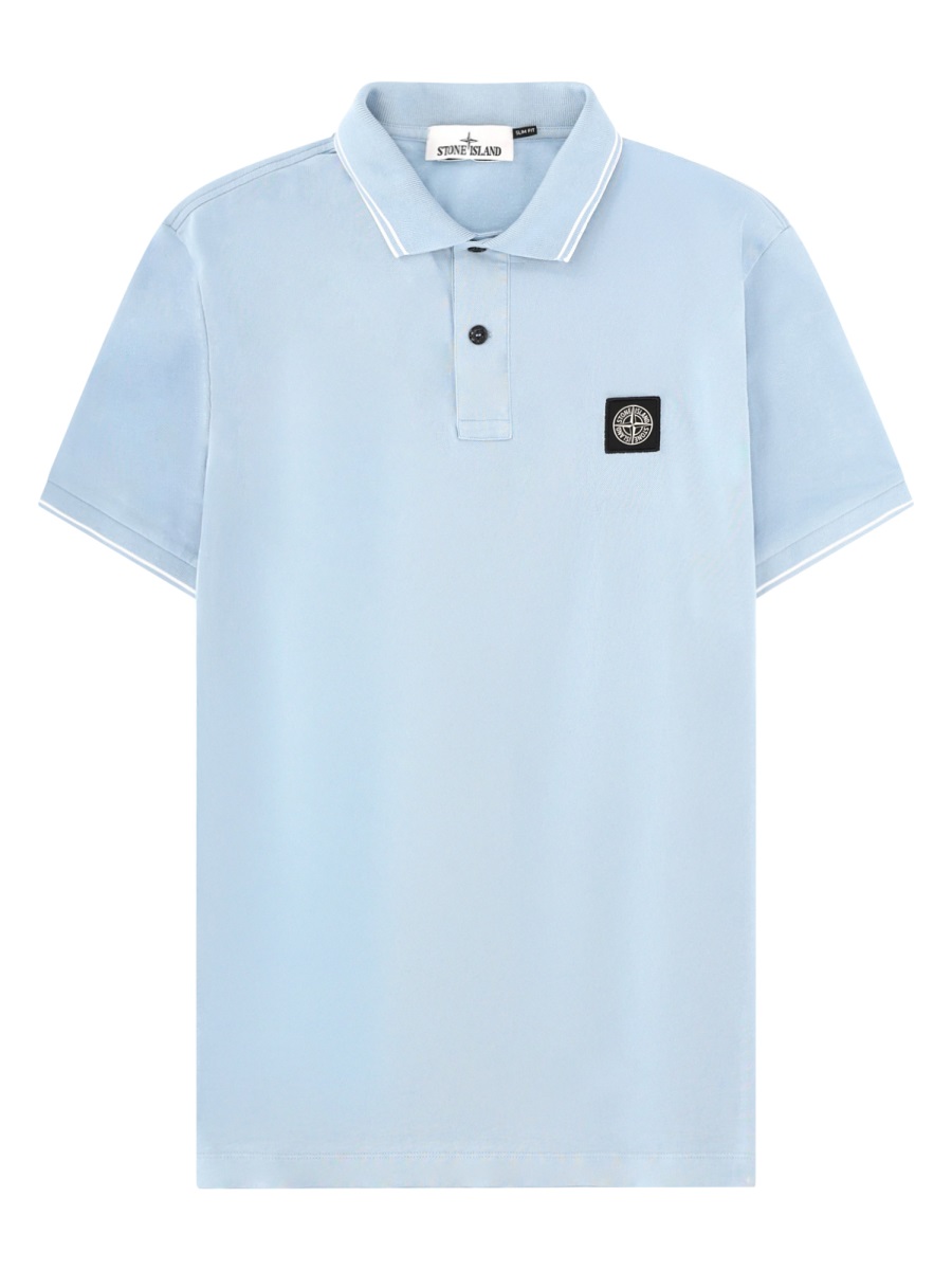 Light Blue Tipping Rectangular Logo Polo Shirt