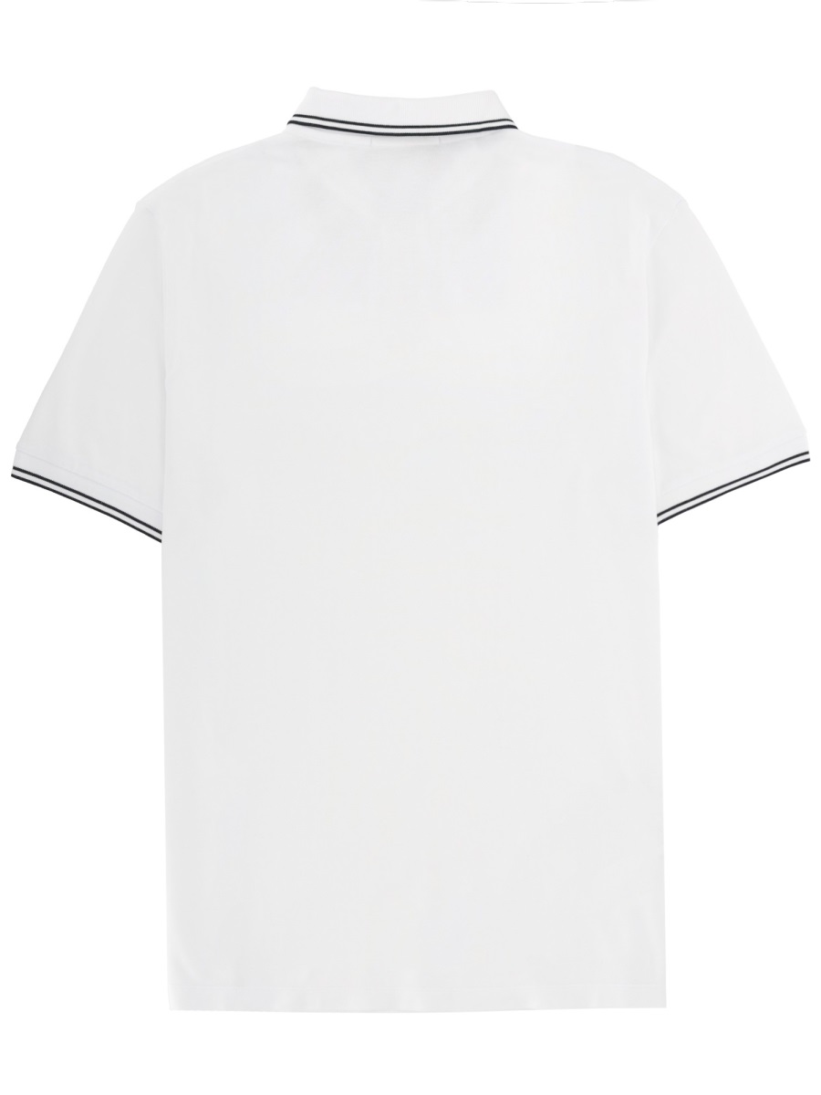White Black Stripe Square Logo Polo Shirt