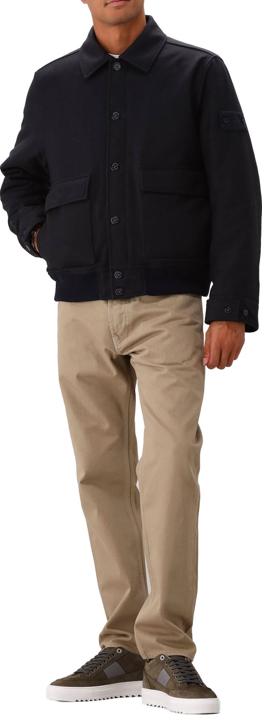 Stone Island Jas Blauw Wool Nylon Flannel Ghost Piece