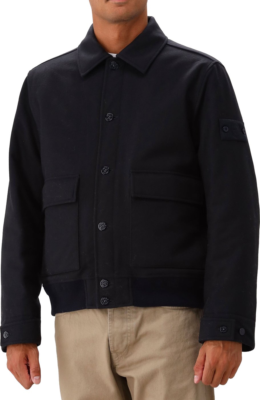 Stone Island Jas Blauw Wool Nylon Flannel Ghost Piece