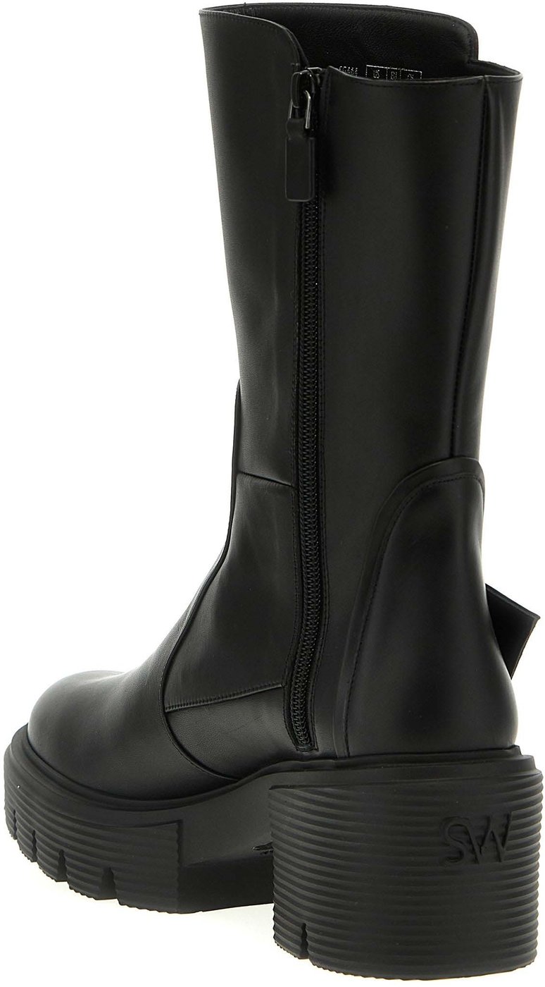Stuart Weitzman Black Calfskin Ankle Boots