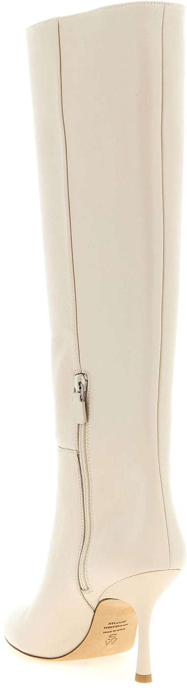 Stuart Weitzman White Lamb Leather Over The Knee