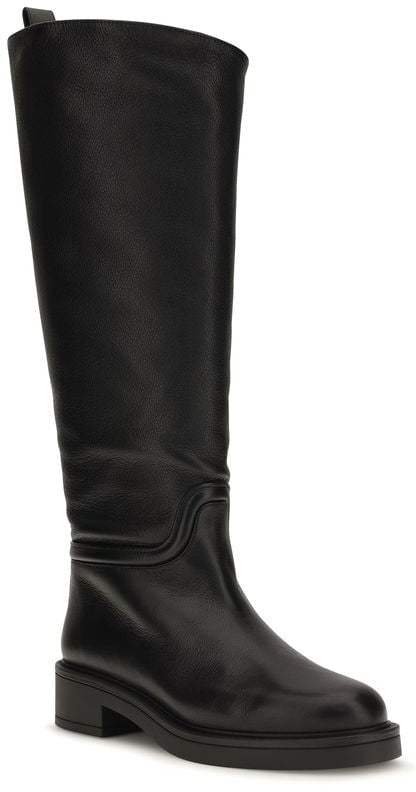 Stuart Weitzman Black Calf Leather Bos Taurus Flat Boots
