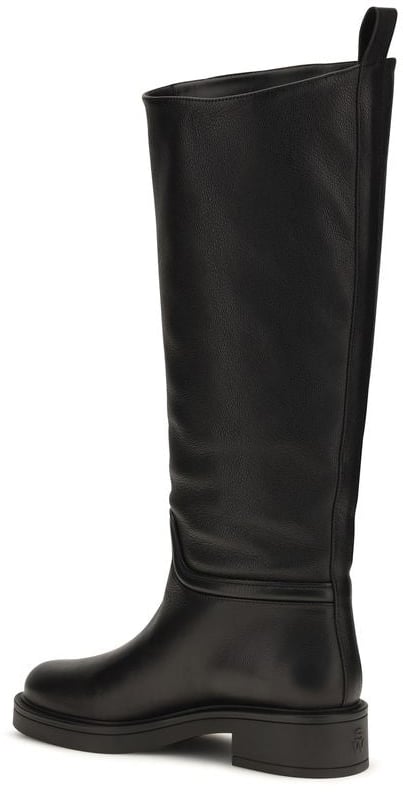Stuart Weitzman Black Calf Leather Bos Taurus Flat Boots