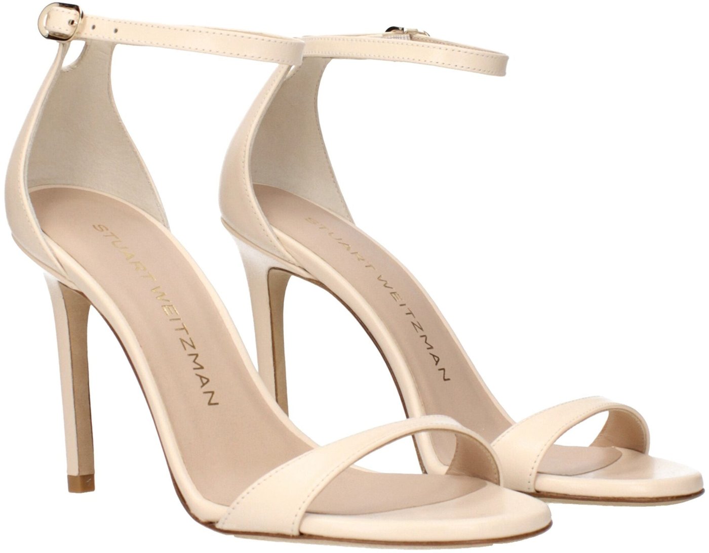 Stuart Weitzman Beige Leather Stiletto Heel Sandals