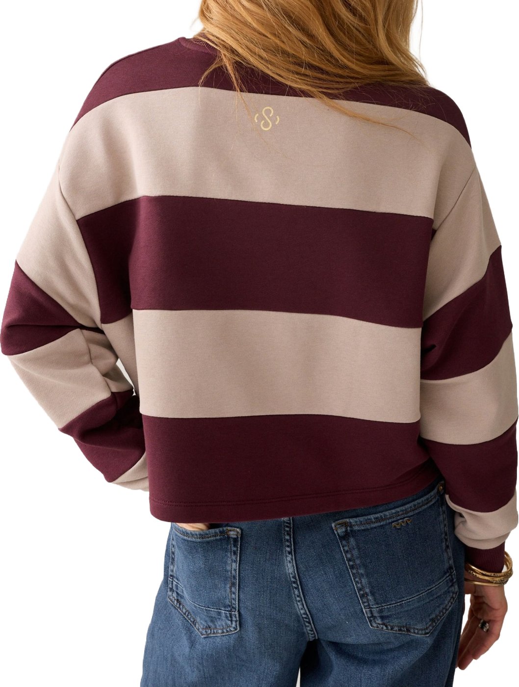 Summum Big Stripe Boxy Sweatshirt Sweaters Bordeaux 3s5336-30805