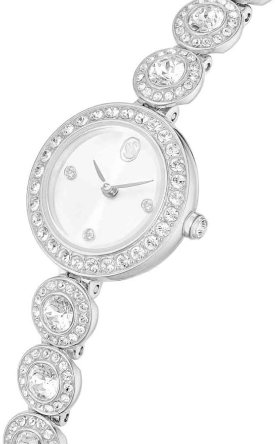 Swarovski Horloge 5737038 Una Zilverkleurig met Witte Wijzerplaat met Kristallen