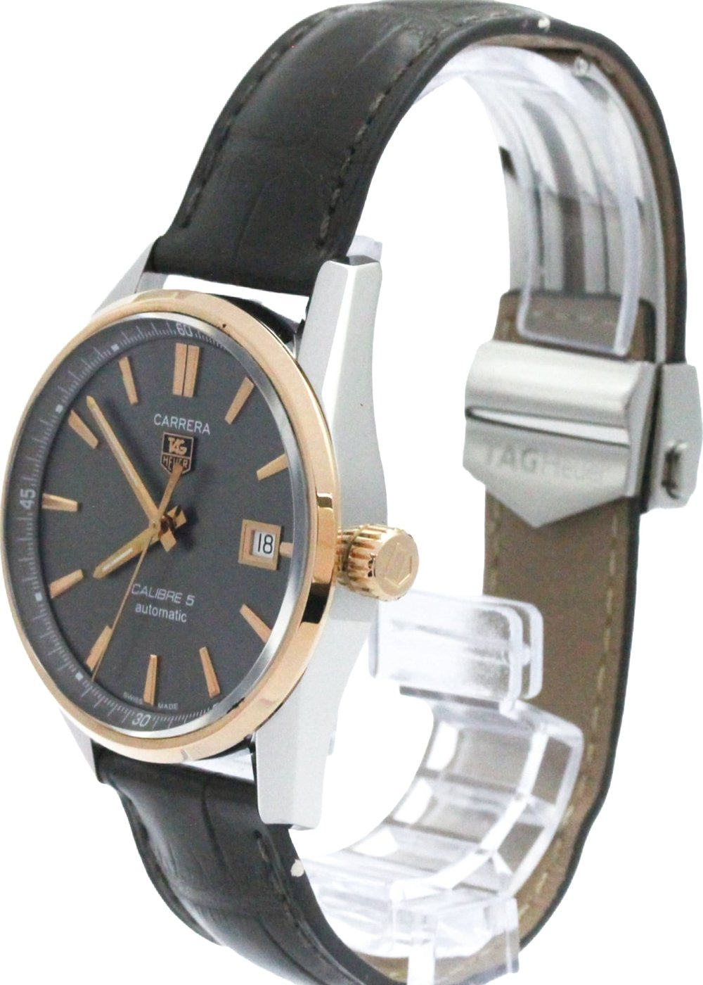 Tag Heuer Carrera Calibre 5 Automatic Stainless Steel and Yellow Gold with Alligator 39