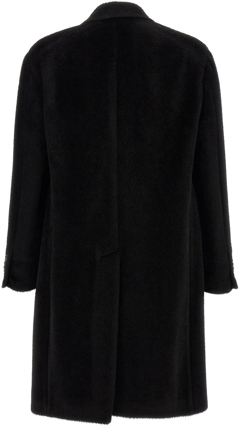 Tagliatore Black Alpaca Leather Coat